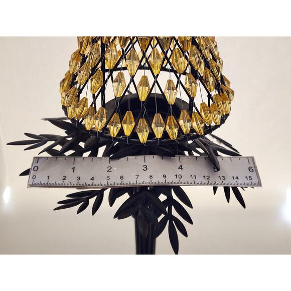 CANDLE HOLDER-Palm Tree-Tea Light-Beaded Shade-Table Stand-Unique-Tropical - Picture 11 of 12